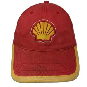 Shell Logo Slideback Baseball Cap Red One Size Adjustable Embroidered GK Direct